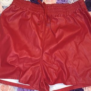 Red leathery shorts